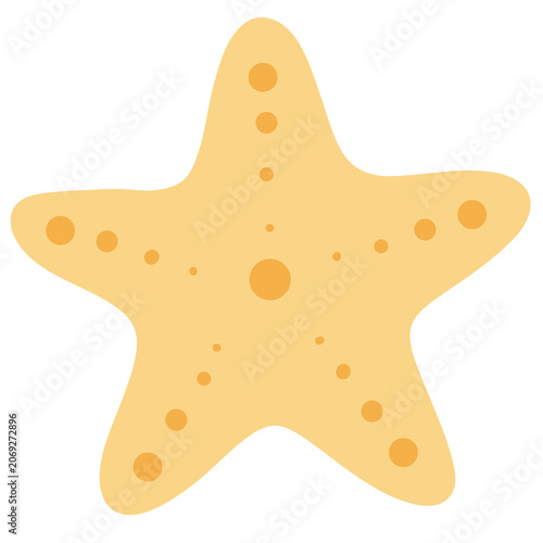 Canvas Print Minimalist yellow starfish icon flat vector illustration with starfish, creature