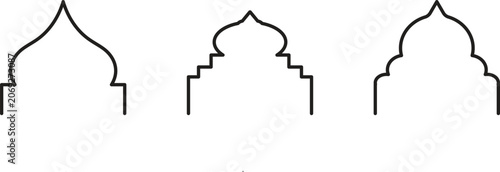 Islamic Arch Outline Set – Traditional Mosque Entrance Line Art Vector Collection