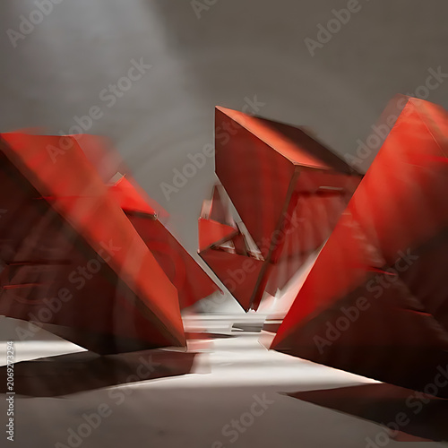 Red geometric shapes