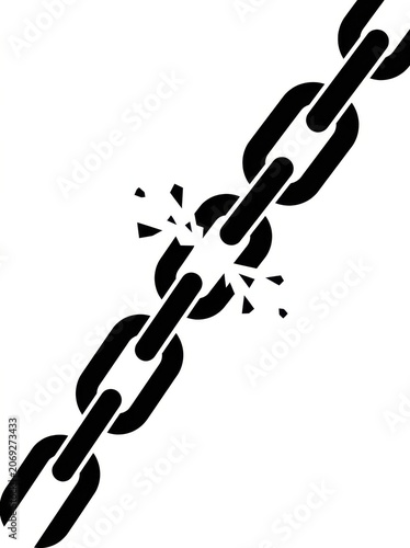 Broken chain link icon illustration on white background