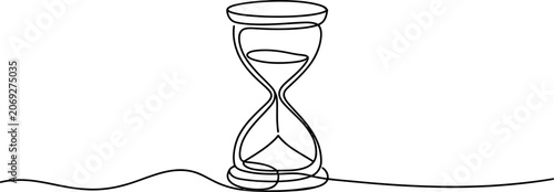 Canvastavla Hourglass time concept drawn in a continuous single black line art style represe
