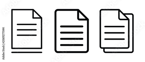 Page document icon vector with folded corner, line and flat style for business file, office report, data record, information page, digital document and user interface design symbol.