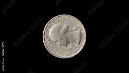 1976 vintage US Quarter Dollar turnable coin. heads side coin