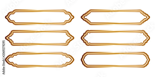 Luxury golden Arabic Islamic banner set. Muslim Ramadan title frame text box design elements