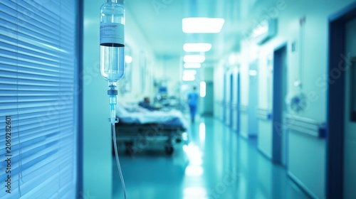 Hospital Hallway with Patient Undergoing Medical Treatment