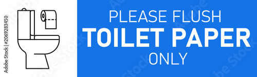 Fotografi Flush toilet paper vector sign, bathroom etiquette