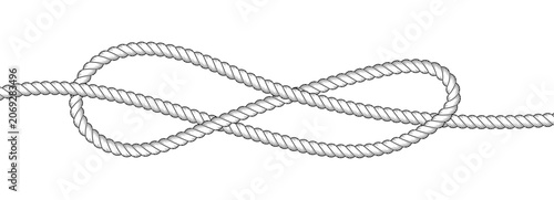 Schilderij op canvas Figure 8 rope knot, vector sailor string pattern