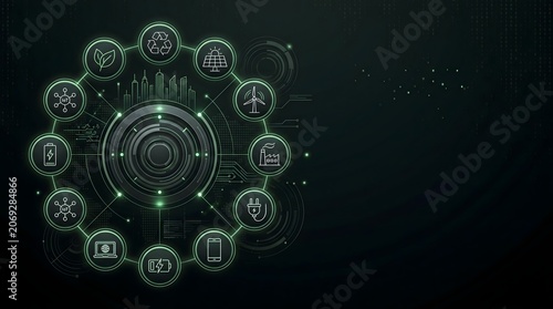 Futuristic green energy and smart technology interface