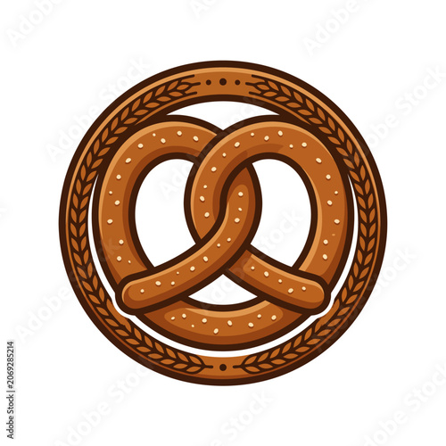 A delicious pretzel illustration with salted dough and crusty texture