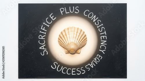 Seashell glowing with success sacrifice plus consistency quote
