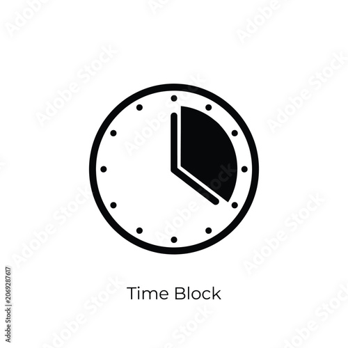 Fotografija Clock face with a quarter section highlighted a black silhouette on a white back