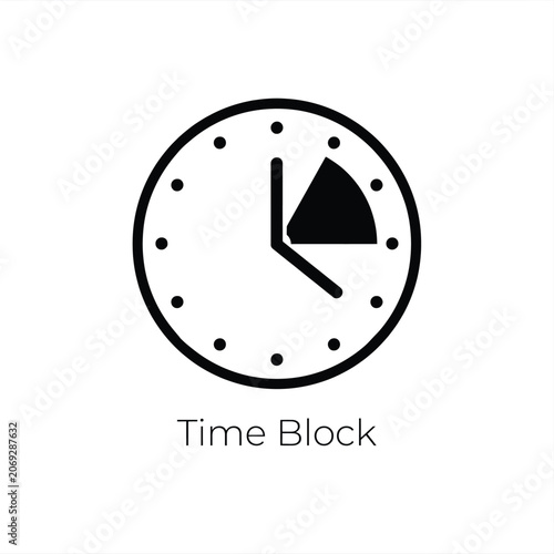 Bild auf Leinwand Clock face with a triangular segment highlighted a black and white flat icon on