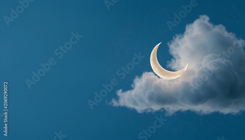 Minimal Moon and Cloud Poster, Dreamy Night Sky Illustration, Scandinavian Editorial Wall Art
