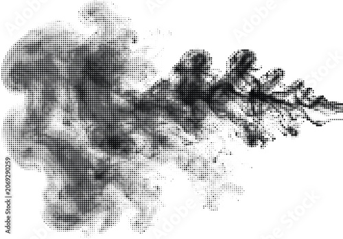 Foto Abstract splash or ink bloom effect created by dots symbolizing dynamic movement or liquid spreading for artistic and graphic compositions