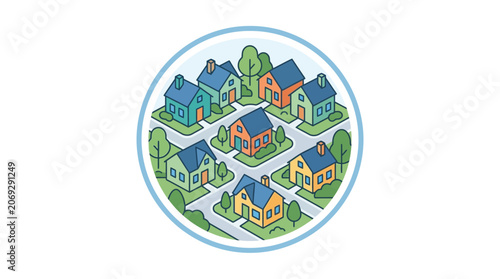 Colorful houses in a neighborhood.