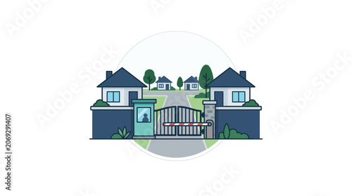 Large house with gated entrance.