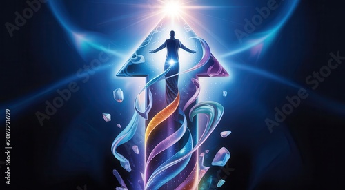 Spiritual ascension and human transformation concept