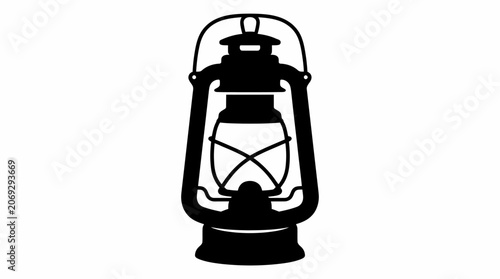 Foto Vintage oil lantern silhouette icon isolated on white background