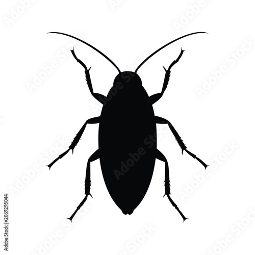 Cockroach silhouette vector illustration in minimalist black and white design, cockroach silhouette vector illustration