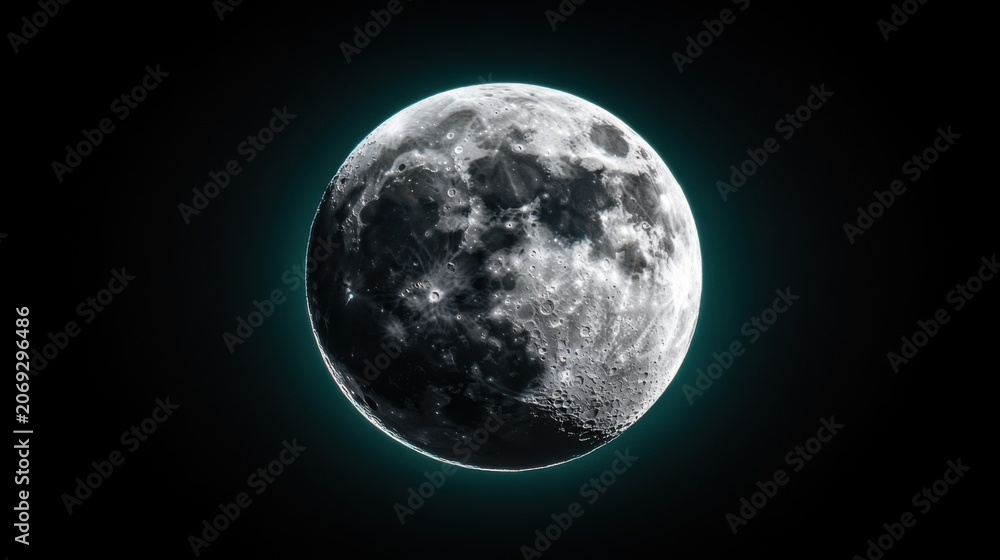 Fototapeta premium A breathtaking close up of the full moon lighting up the night sky showcasing intricate craters and textures