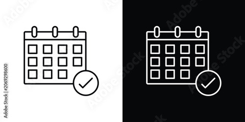 Quadro su tela Calendar check icon graphics editable linear strokes