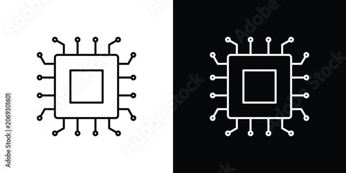 Processor icon graphics editable linear strokes
