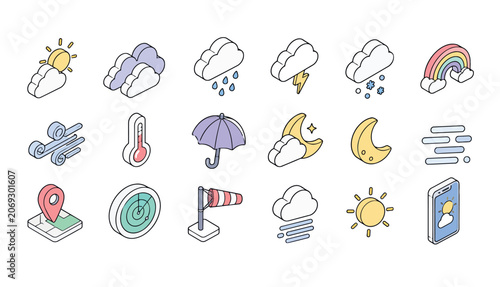 Foto Weather Forecast Icon Set.