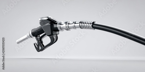 Fuel nozzle detailed view black and silver on a gradient background industrial concept