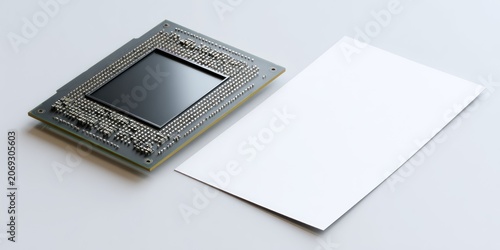 Electronic cpu component with a blank white paper for information display isolated