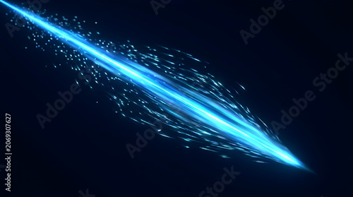 Blue Comet With A Long Tail Flying Through The Air