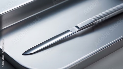  Sterile Surgical Scalpel on Stainless Steel Tray  