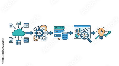 Business data processing and analysis concept.