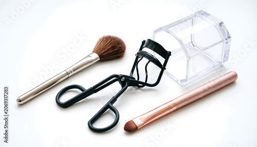 Set of Makeup Tools and Beauty Accessories Isolated on White Background