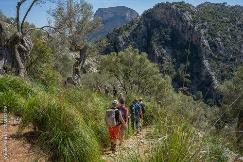 Mallorca, Spanien: Wanderung im Norden der Insel, Serra de Tramuntana zum Puig des Tossals Verds - Wandergruppe in den Bergen