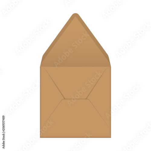 Brown kraft paper open square envelope mockup template. Euro flap luxury mailing envelope for wedding, invitations, graduation, birthday, party and more.