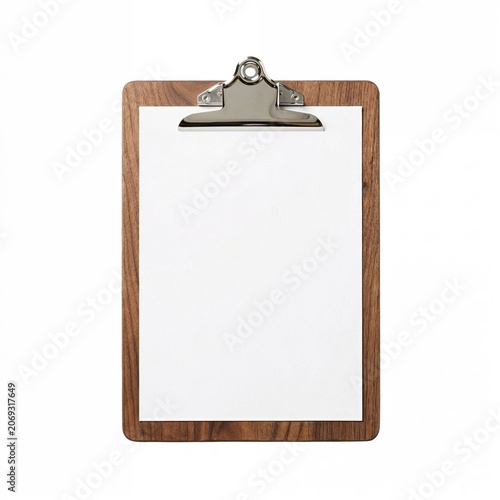 Blank clipboard with wooden frame for notes and documents  