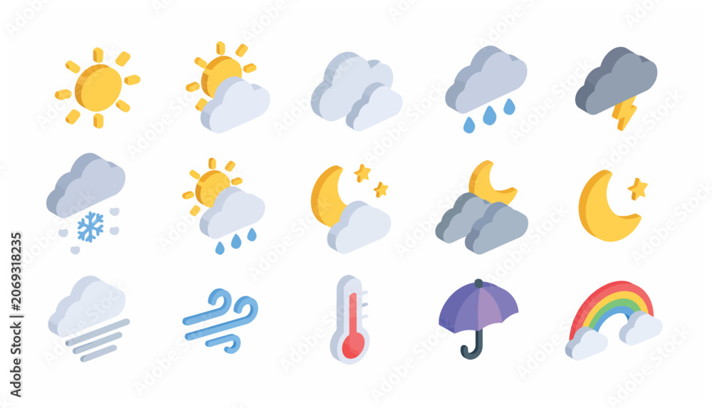 Obraz premium Weather Forecast Icons Set.