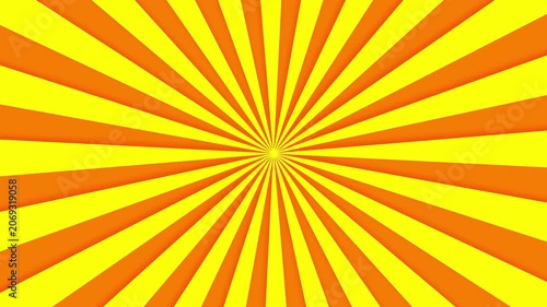 Abstract sunburst background in vibrant yellow and orange radial pattern, Bright retro sunburst motion background with rotating rays