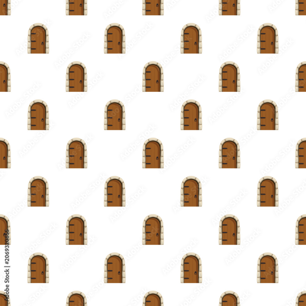 Naklejka premium Medieval arched wooden doors repeating as a seamless pattern