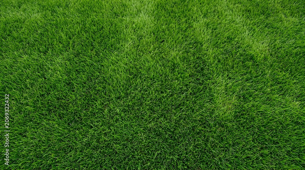Fototapeta premium Lush green lawn texture overhead view