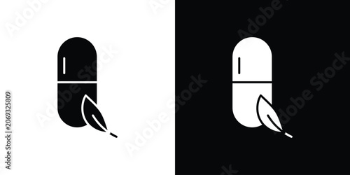 Tableau sur toile Herbal capsule icon logo for designer or illustrator.