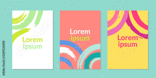 Abstract Brochure Cover Template Set with Colorful Rainbow Arches and Modern Geometric Design