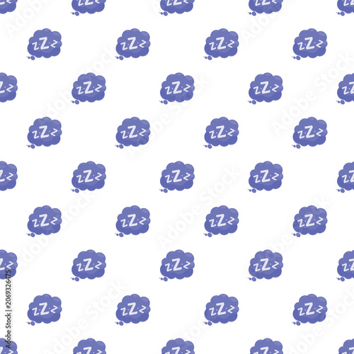 Blue zzz thought bubbles creating a repeating pattern for sleep and rest concepts