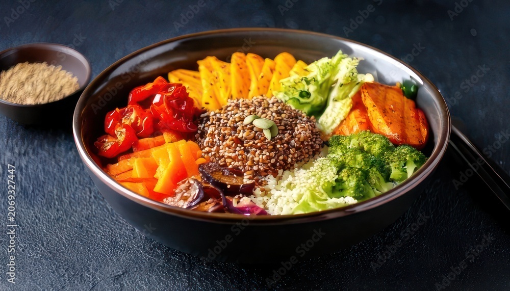 Fototapeta premium Colorful and Nutritious Buddha Bowl with Fresh Vegetables.
