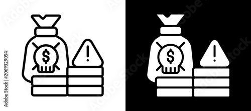 Photos Cash Smuggling Icon Set In Black And White Filled Style Collection
