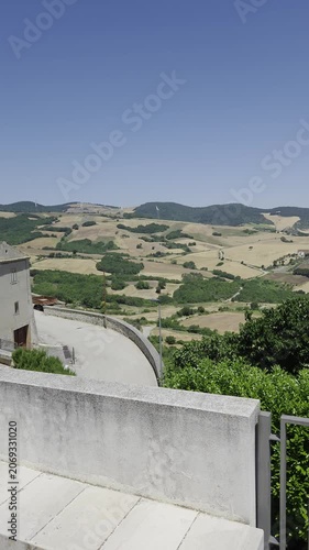 Old houses in Motta Montecorvino, a rural village overlooking the hills in Italy.