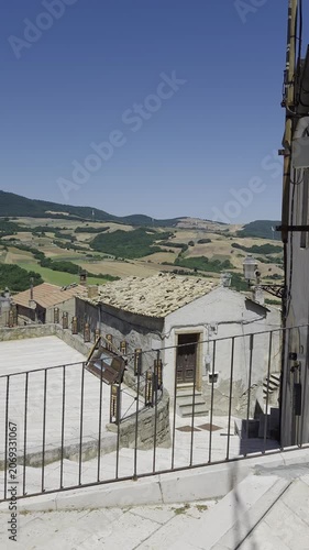 Old houses in Motta Montecorvino, a rural village overlooking the hills in Italy.