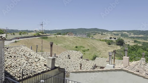 Old houses in Motta Montecorvino, a rural village overlooking the hills in Italy.
