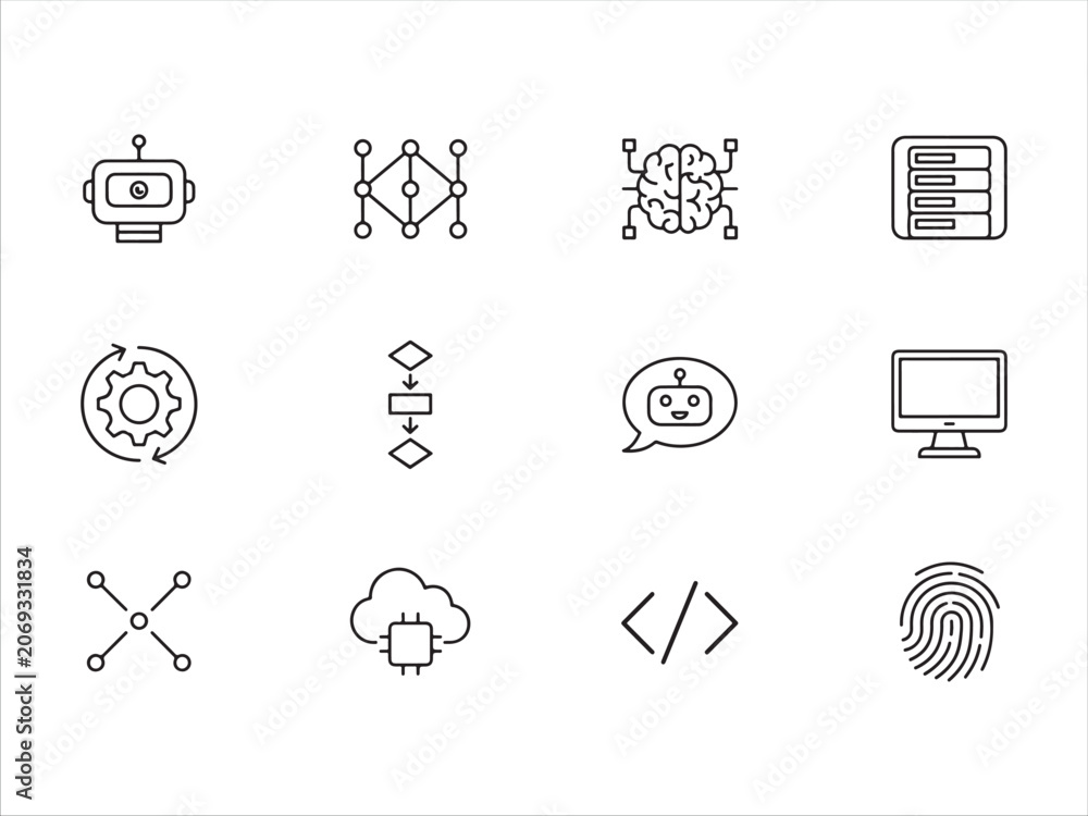 Fototapeta premium Technology and programming concepts icons set for business and communication tools