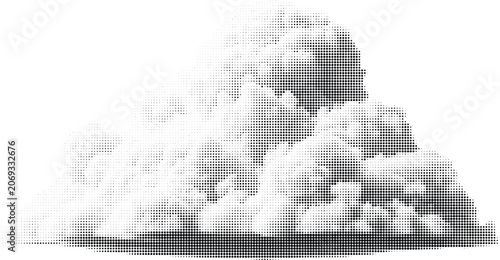 Canvas Print Abstract wave pattern created with dots in a halftone style on a transparent grid background, artistic representation of water motion